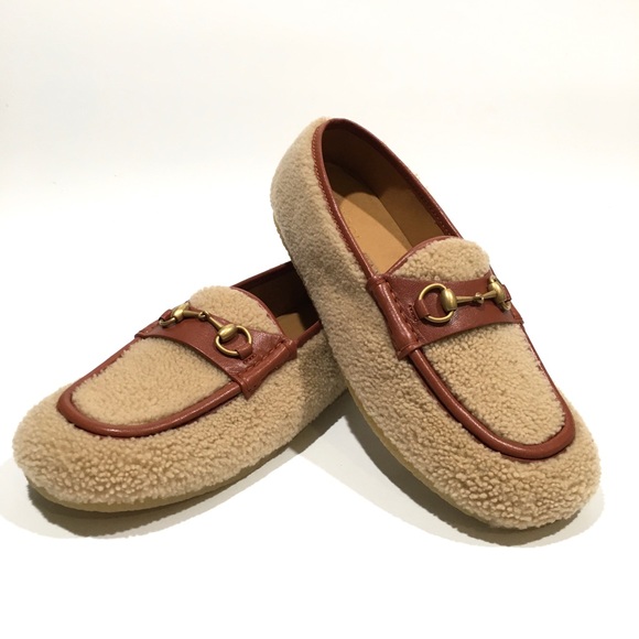 GUCCI HORSEBIT MERINO WOOL LOAFERS -BEIGE BUTTERSCOTCH -MEN US 12 -NEW - Picture 1 of 11